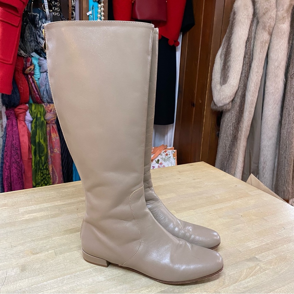 KATE SPADE ♠️ Tan Leather Boots Back Zip Sz 6.5
